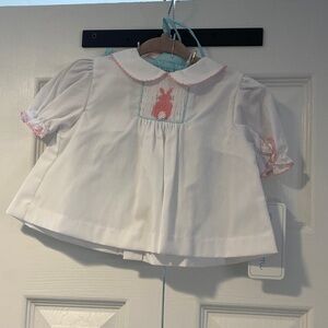 NWT Petit Ami Easter Bunny Embroidered Matching Set with Bonnet